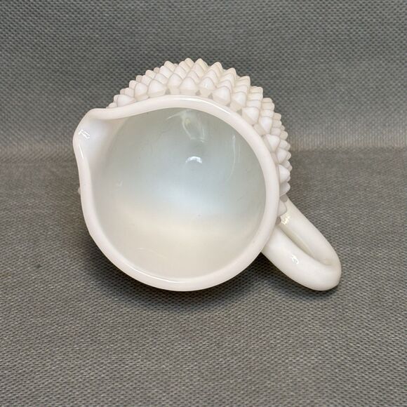 Vintage Fenton Milk Glass Hobnail Creamer Footed Glass Decor  MCM Milk Glass - Picture 5 of 8